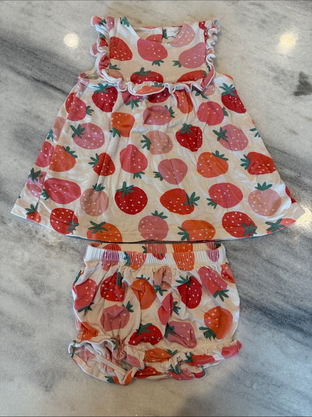 Angel Dear Baby Girl 6-12 Months Strawberry Outfit Bamboo Viscose Bloomers